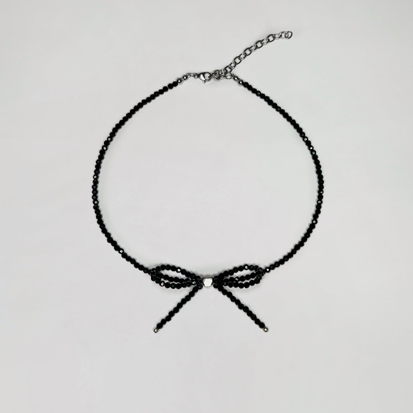 black beaded bow necklace, necklace, beaded necklace, stainless steel necklace, hypoallergenic jewelry,
gift for her, beaded chocker, choker dainty, black choker, black beaded choker necklace