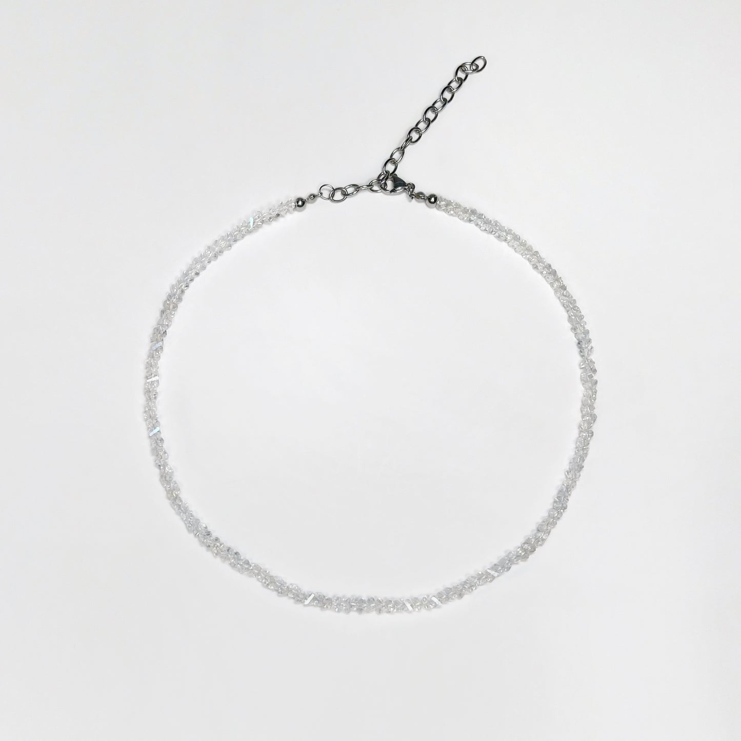 necklace, beaded necklace, stainless steel necklace, hypoallergenic jewelry,
gift for her, beaded chocker, choker dainty, clear choker, clear beaded choker necklace