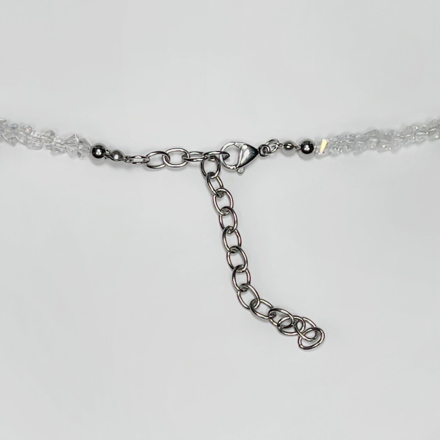 necklace, beaded necklace, stainless steel necklace, hypoallergenic jewelry,
gift for her, beaded chocker, choker dainty, clear choker, clear beaded choker necklace