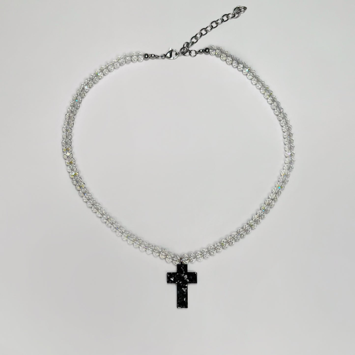 cross necklace, beaded necklace, beaded cross necklace, stainless steel necklace, hypoallergenic jewelry,
gift for her, cross pendant, resin necklace, resin cross