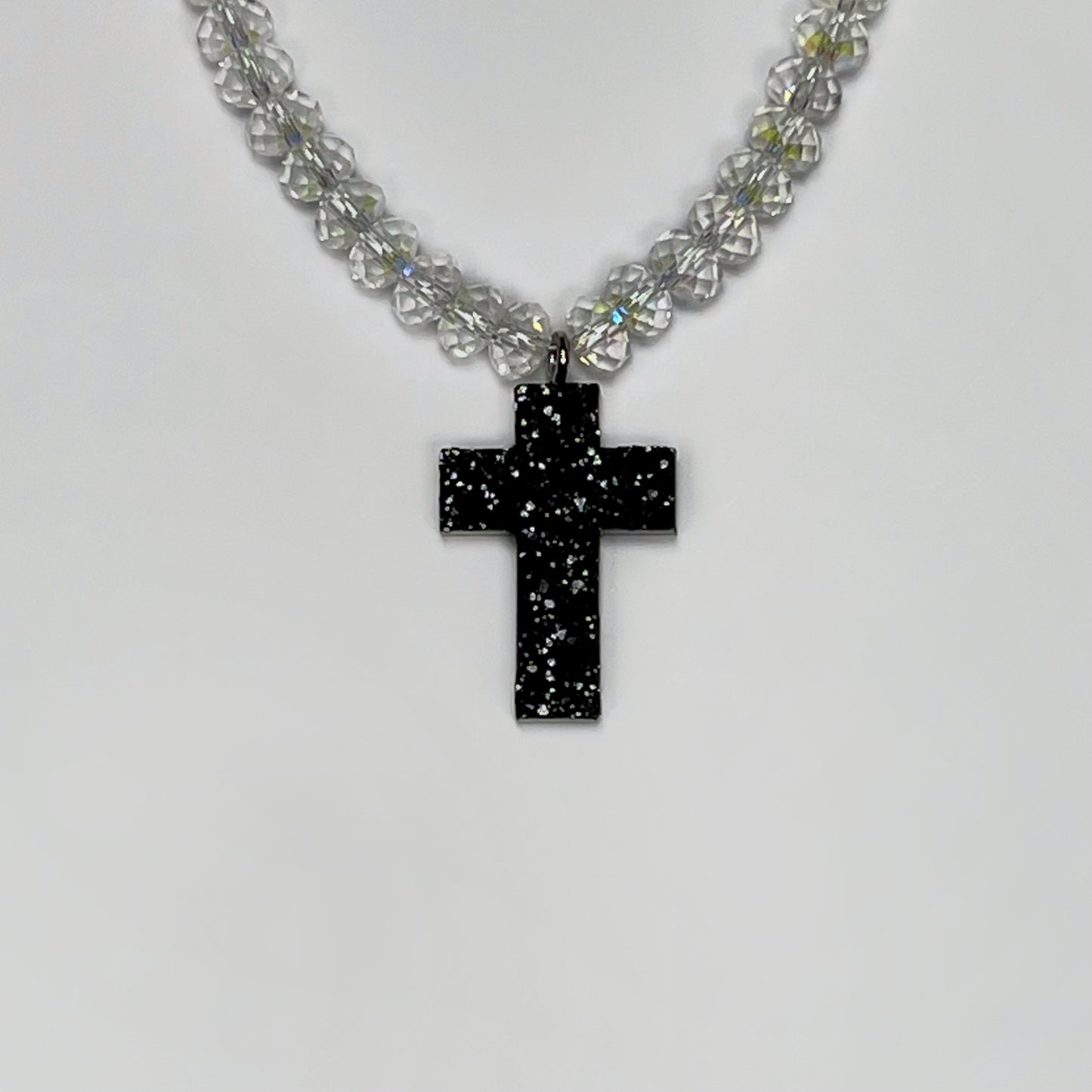 cross necklace, beaded necklace, beaded cross necklace, stainless steel necklace, hypoallergenic jewelry,
gift for her, cross pendant, resin necklace, resin cross