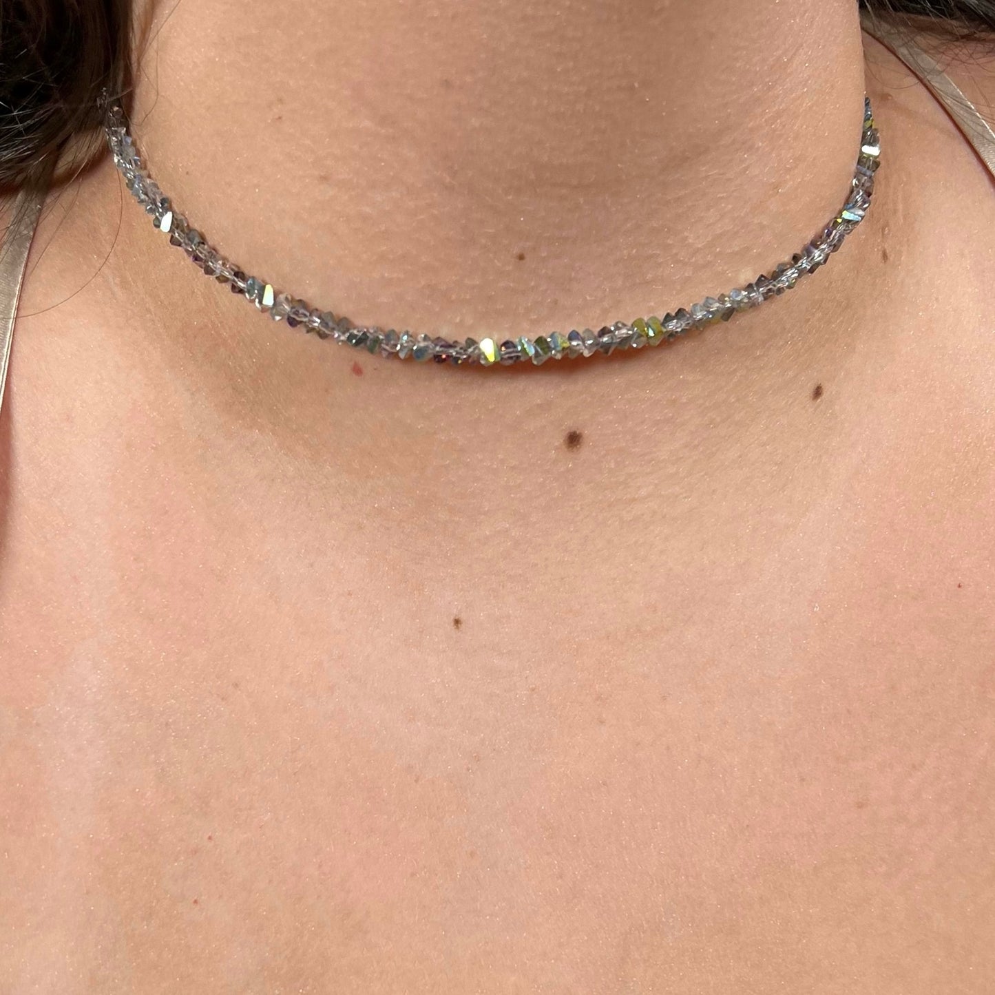 necklace, beaded necklace, stainless steel necklace, hypoallergenic jewelry,
gift for her, beaded chocker, choker dainty, gray choker, gray beaded choker necklace