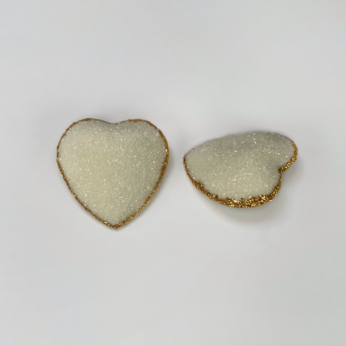 heart stud earrings, epoxy resin earrings, epoxy resin stud earrings, white stud earrings, ivory stud earrings, stud earrings, stainless steel earrings, hypoallergenic earrings, crystal earrings, druse earrings, druzy studs, druzy earrings, heart earrings, earring gift for her