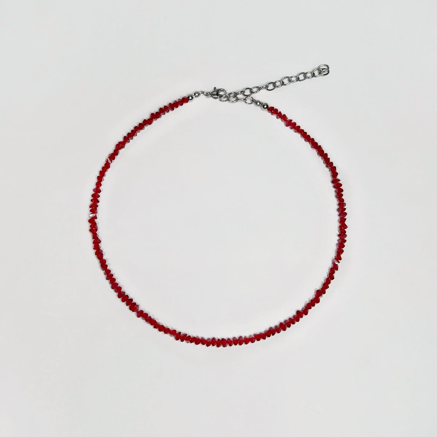 necklace, beaded necklace, stainless steel necklace, hypoallergenic jewelry,
gift for her, beaded chocker, choker dainty, red choker