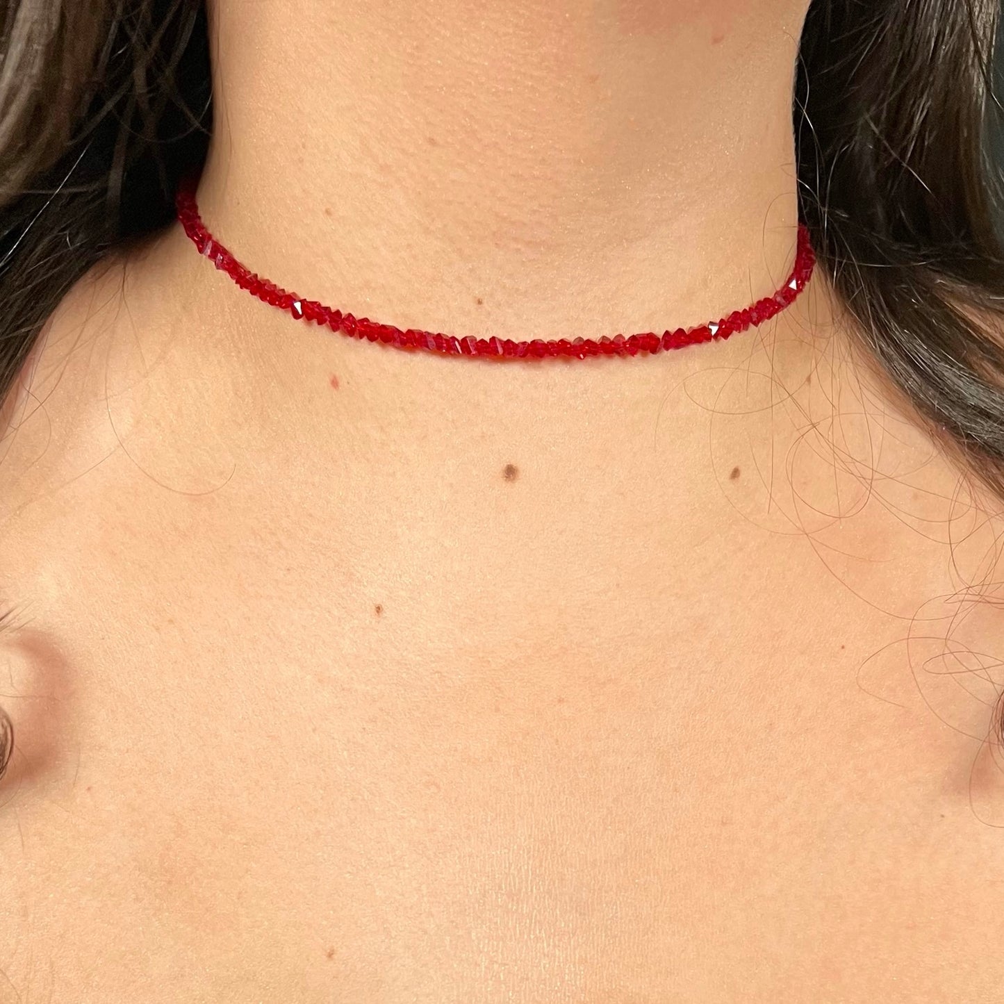 necklace, beaded necklace, stainless steel necklace, hypoallergenic jewelry,
gift for her, beaded chocker, choker dainty, red choker