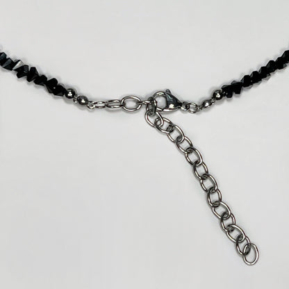 necklace, beaded necklace, stainless steel necklace, hypoallergenic jewelry, 
gift for her, beaded chocker, choker dainty, black choker, black beaded choker necklace