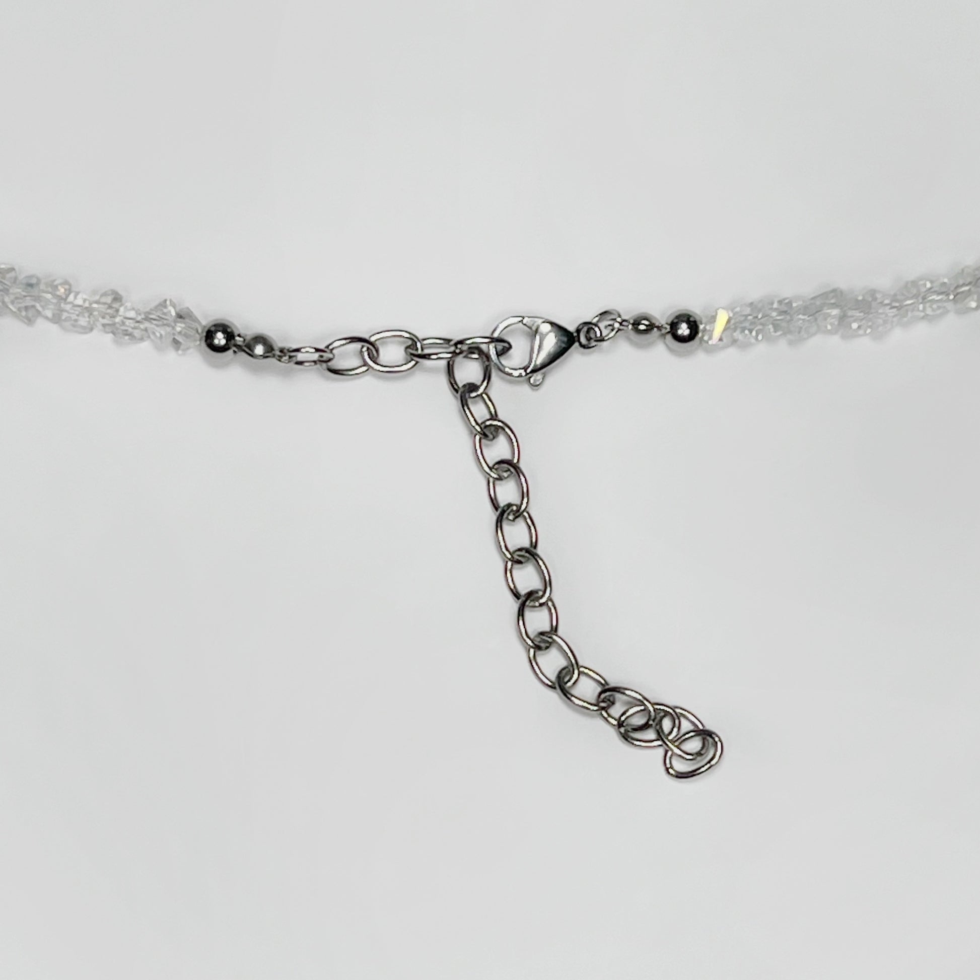necklace, beaded necklace, stainless steel necklace, hypoallergenic jewelry, 
gift for her, beaded chocker, choker dainty, clear choker, clear beaded choker necklace