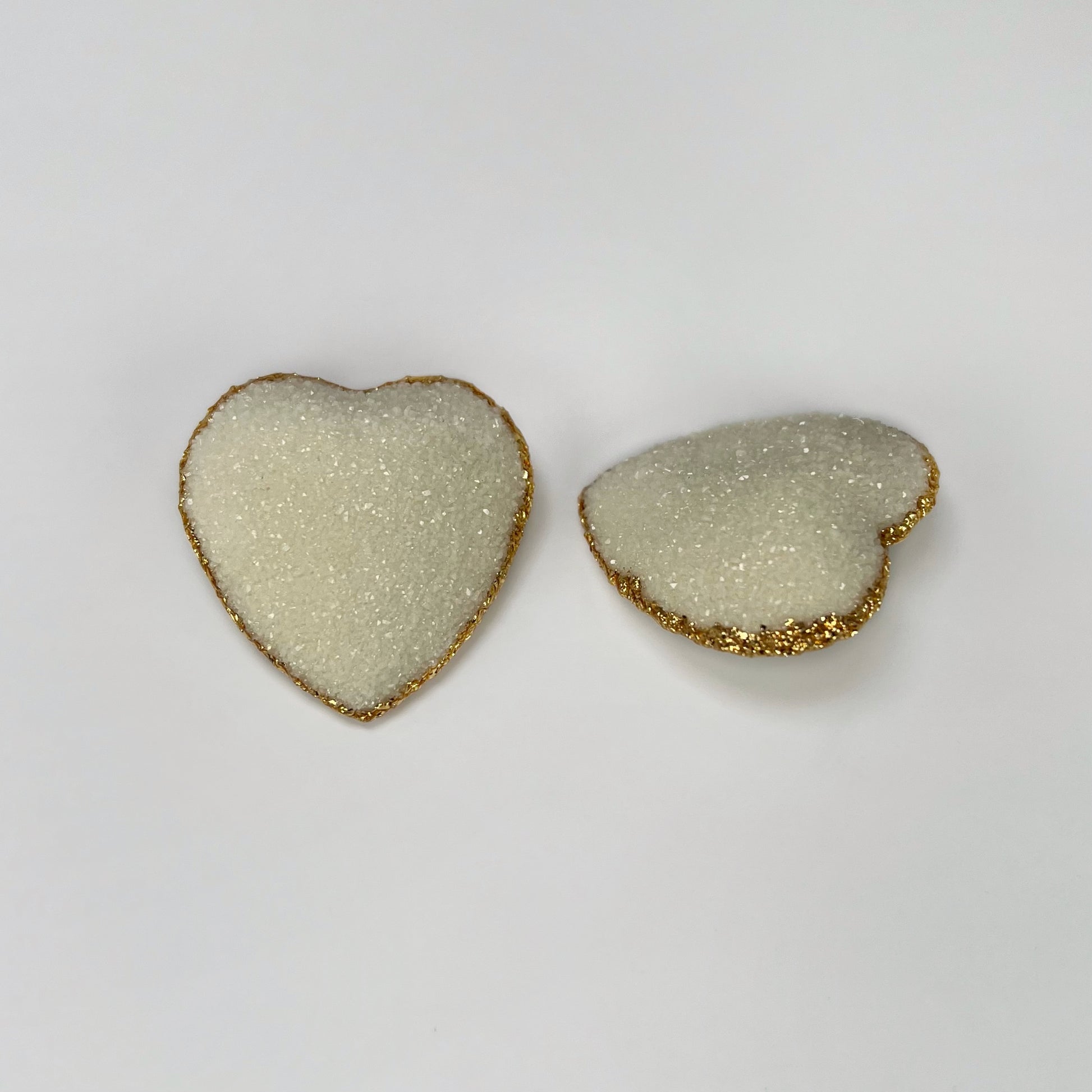 heart stud earrings, epoxy resin earrings, epoxy resin stud earrings, white stud earrings, ivory stud earrings, stud earrings, stainless steel earrings, hypoallergenic earrings, crystal earrings, druse earrings, druzy studs, druzy earrings, heart earrings, earring gift for her