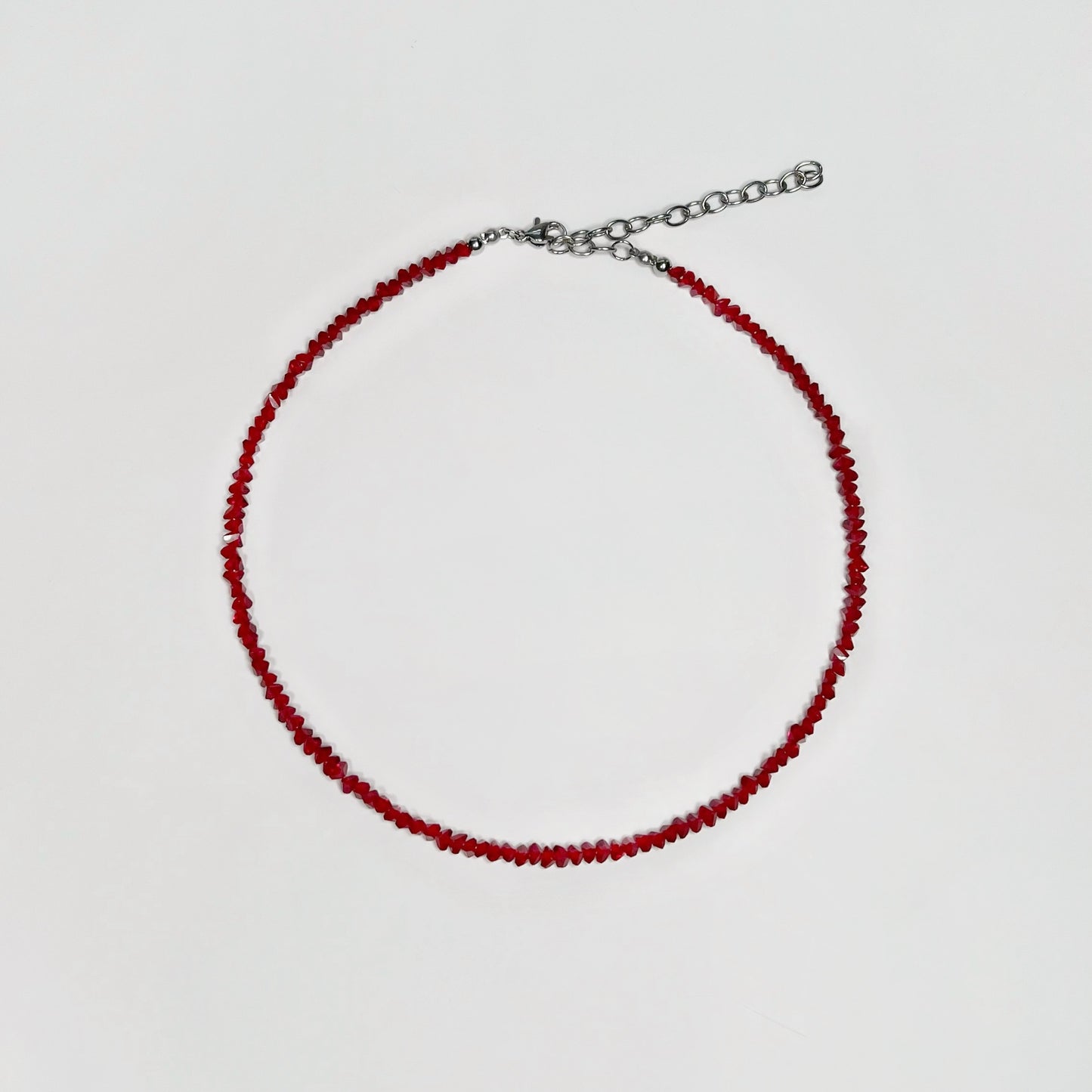 necklace, beaded necklace, stainless steel necklace, hypoallergenic jewelry, 
gift for her, beaded chocker, choker dainty, red choker