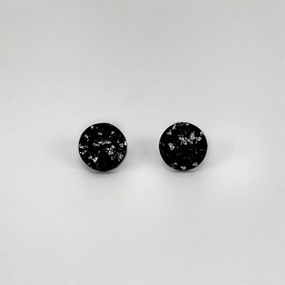 round stud earrings, epoxy resin earrings, epoxy resin stud earrings, black stud earrings, stud earrings, stainless steel earrings, hypoallergenic earrings, crystal earrings, druse earrings, druzy studs, druzy earrings, round earrings, earring gift for her, circle stud earrings