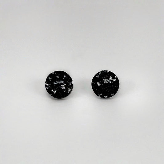 round stud earrings, epoxy resin earrings, epoxy resin stud earrings, black stud earrings, stud earrings, stainless steel earrings, hypoallergenic earrings, crystal earrings, druse earrings, druzy studs, druzy earrings, round earrings, earring gift for her, circle stud earrings